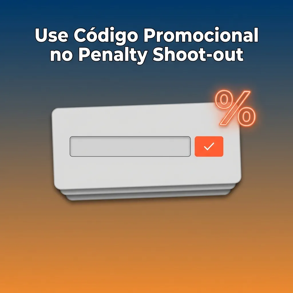 Tela de cadastro mostrando campo para inserir código promocional PENALTY100 com botão de ativação